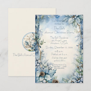 Invitation Fleurs de Noël bleues Fête de Noël annuelle