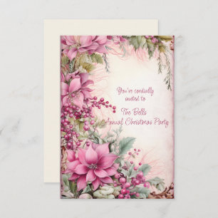 Invitation Fleurs de Noël roses Fête de Noël annuelle