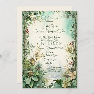 Invitation Fleurs de Noël vertes Fête de Noël annuelle