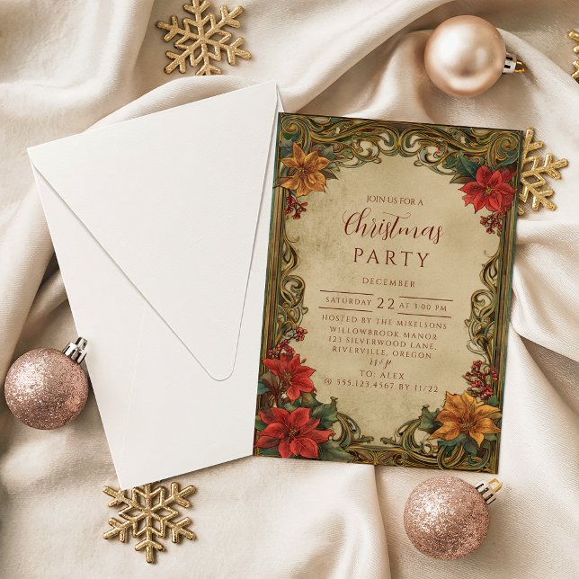 Invitation Fleurs de Noël victoriennes classiques (Créateur téléchargé)