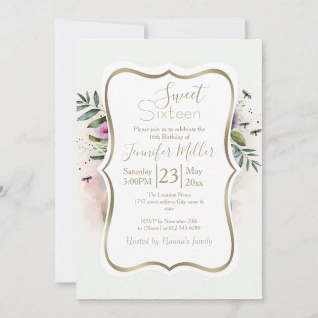 Invitation Fleurs de Panda Aquarelle (Devant)