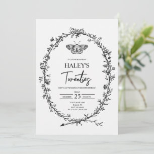 Invitation Fleurs de Papillon Vintage RIP Anniversaire des 30