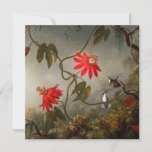 Invitation Fleurs de passion avec tête de colibris (Devant)