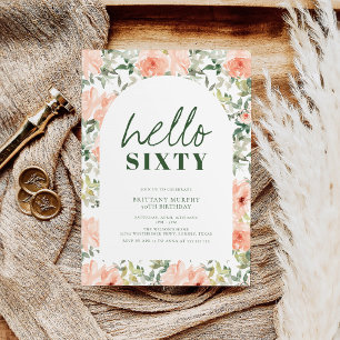 Invitation Fleurs de Pêche Arc Élégant Vintage 60e anniversai