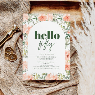 Invitation Fleurs de Pêche Arch tendance moderne 50e annivers