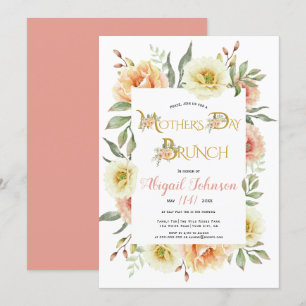 Invitation Fleurs de pêche de corail brunch de la Fête des mè