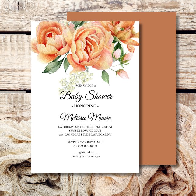 Invitation Fleurs de pêche de corail de Boho rustique verdure (Créateur téléchargé)