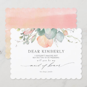 Invitation Fleurs de Pêche Floral Soyez ma femme d'honneur