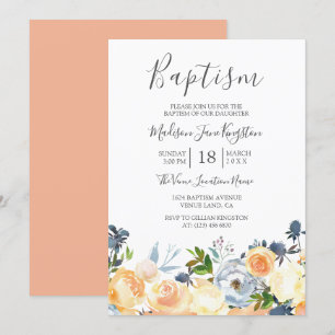 Invitation Fleurs de Pêche Joli Printemps Fille ou garçon Bap