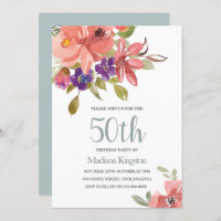 Fleurs de pêche tropicale 50e anniversaire Invitat