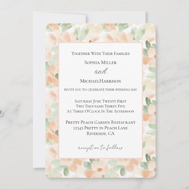 Invitation Fleurs de pêcher blanches jolies Mariage    (Devant)