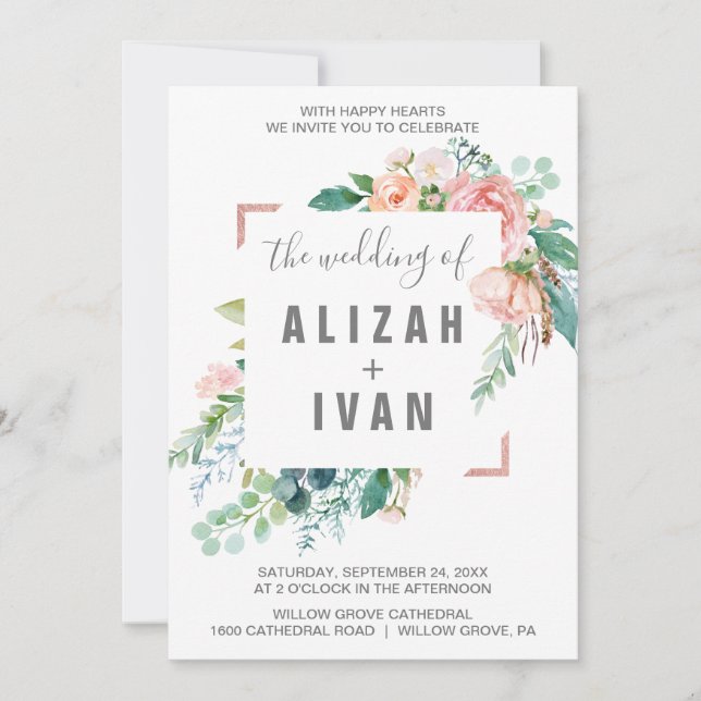 Invitation Fleurs De Peine Romantique Le Mariage De (Devant)