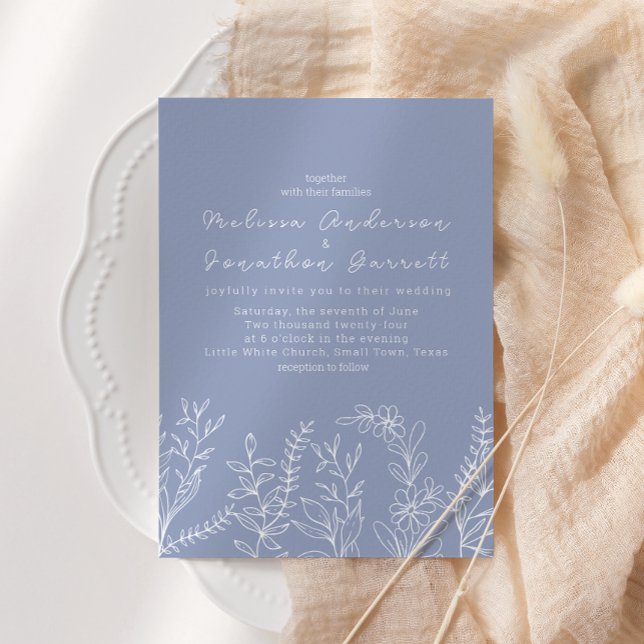 Invitation Fleurs de Pervenche Mariage Bohème (Créateur téléchargé)