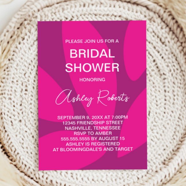 Invitation Fleurs de pétale botanique Mod Fuchsia Baby Shower (Créateur téléchargé)