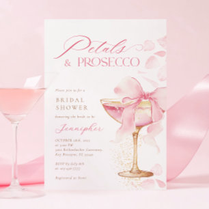 Invitation Fleurs de Pétale Rose et Prosecco pour l'Enterreme