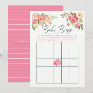 Invitation Fleurs de pivoine Baby Shower de printemps Baby Bi