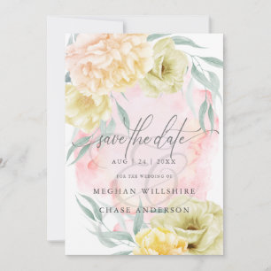 Invitation Fleurs de pivoine ivoire corail blush pâle 