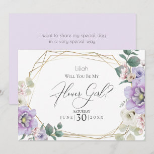 Invitation Fleurs de Pivoine Violette Serez-vous ma Demoisel