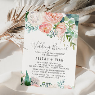 Invitation Fleurs de pivoines romantiques Brunch Mariage