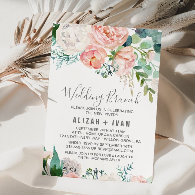 Invitation Fleurs de pivoines romantiques Brunch Mariage (Créateur téléchargé)