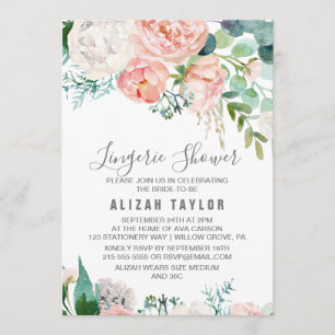 Invitation Fleurs de pivoines romantiques Douche de lingerie