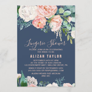 Invitation Fleurs de pivoines romantiques Douche Lingerie B