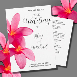 Invitation Fleurs de Plumeria roses, mariage tropical floral