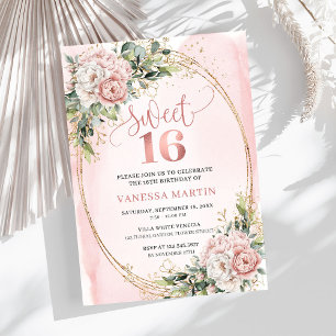 Invitation Fleurs de Poussière Intemporelles Rose Sweet Sixte