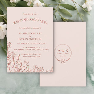 Invitation Fleurs de prairie Accueil de mariage Rose bruyant