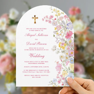 Invitation Fleurs de Prairie Arche Mariage Religieux