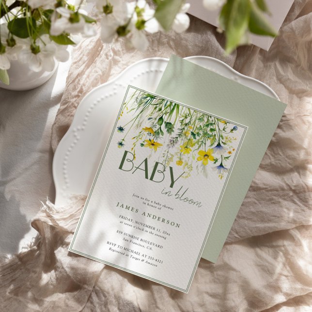 Invitation Fleurs de prairie bébé dans le Baby shower en fleu (Créateur téléchargé)