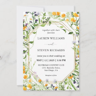 Invitation Fleurs de prairie blanches personnalisées Mariage 