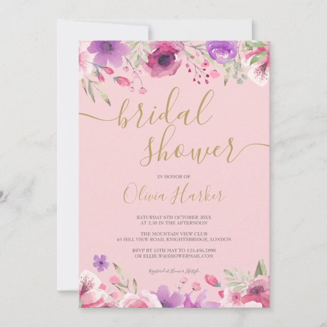Invitation Fleurs de Prairie Fleurie Mariage (Devant)