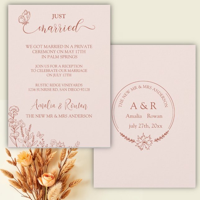 Invitation Fleurs de prairie Mariage vient de se marier (Créateur téléchargé)