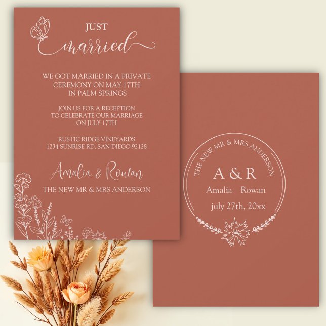 Invitation Fleurs de prairie Mariage vient de se marier (Créateur téléchargé)