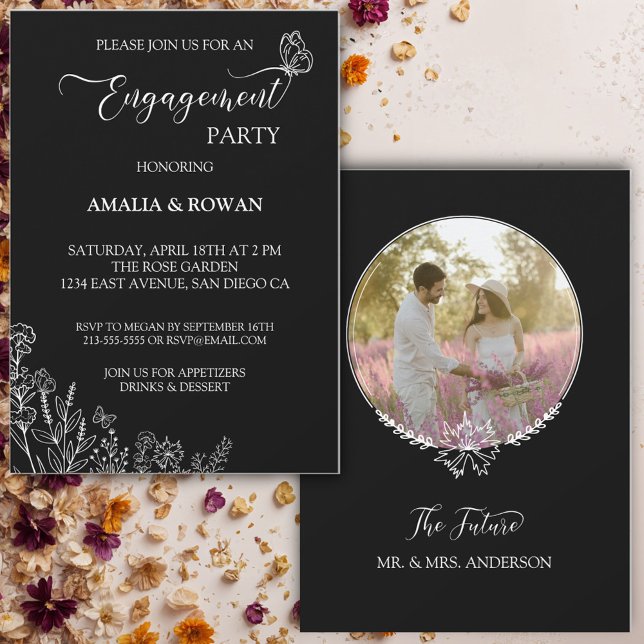 Invitation Fleurs de prairie Partie d'engagement (Créateur téléchargé)