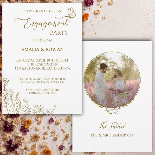 Invitation Fleurs de prairie Partie d'engagement (Créateur téléchargé)