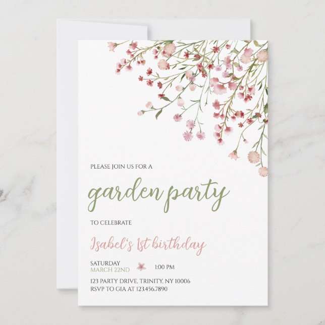 Invitation Fleurs de printemps Anniversaire (Devant)