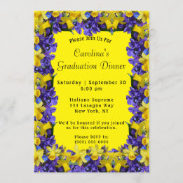 Invitation Fleurs de printemps Cadre Dîner Jaune Diplôme