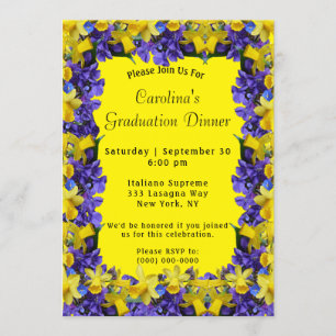 Invitation Fleurs de printemps Cadre Dîner Jaune Diplôme