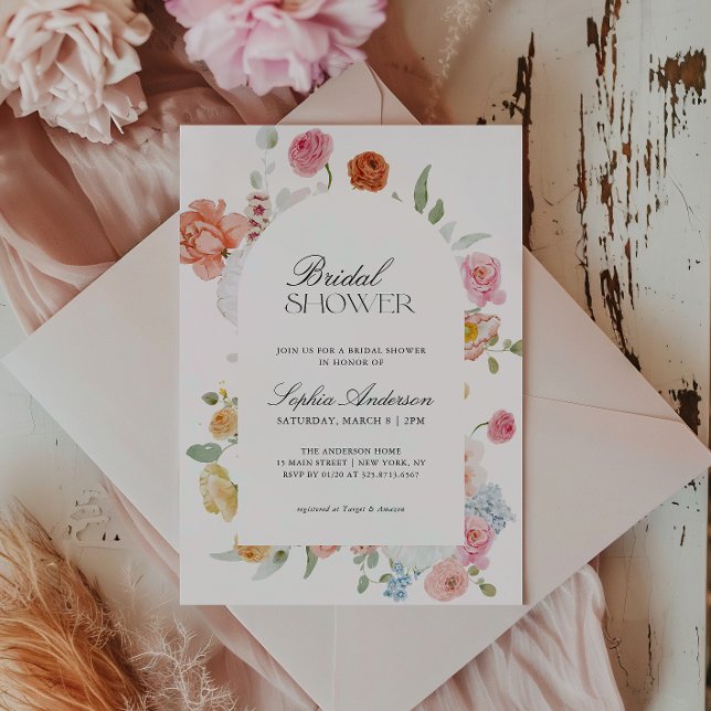 Invitation Fleurs de printemps colorées Calligraphie Baby Sho (Créateur téléchargé)
