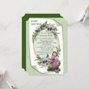 Invitation Fleurs de printemps dans un panier Baby shower Inv