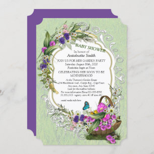 Invitation Fleurs de printemps dans un panier Baby shower Inv