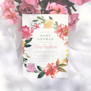 Invitation Fleurs de printemps   Elégant et simple Baby showe