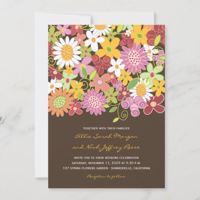 Invitation Fleurs de printemps Jardin Mariage fantasque Invit (Devant)