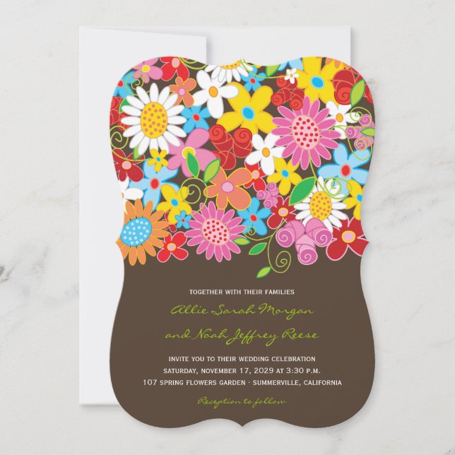 Invitation Fleurs de printemps Jardin Mariage fantasque Invit (Devant)