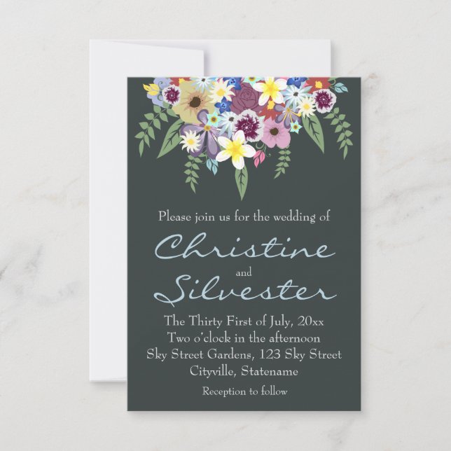 Invitation Fleurs de printemps, mariage 3,5 x 5 (Devant)