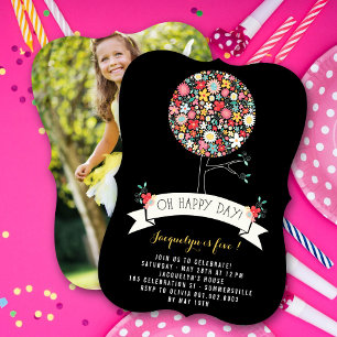 Invitation Fleurs de printemps Pop Tree Girl Anniversaire Pho