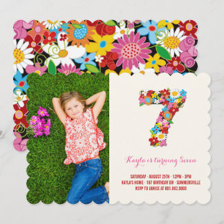 Invitation Fleurs de printemps Sept mignonnes Fille 7e Invita