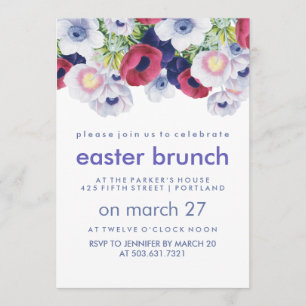 Invitation Fleurs de printemps Vintages Brunch de Pâques